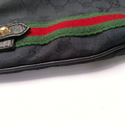 GUCCI Black Coated Canvas Monogrammed Single Shoulder Bag Sling Golden hardware-(SKU)-947676708