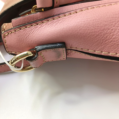 Chloé Faye mini Pink Cowhide Backpack Single Shoulder Bag Golden hardware shoulder straps-(SKU)-958394147