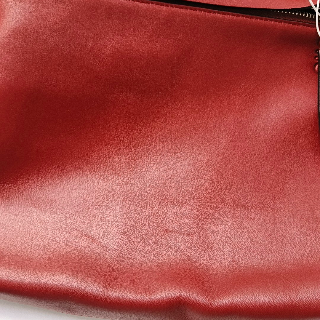LOEWE T Pouch  Red Cowhide Handbag Silver Hardware-(SKU)-950589661