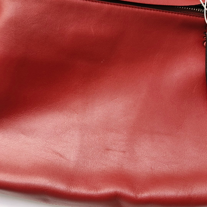 LOEWE T Pouch  Red Cowhide Handbag Silver Hardware-(SKU)-950589661