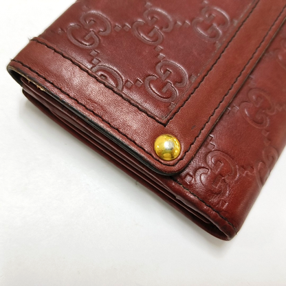 GUCCI Red Cowhide Monogrammed Embossed Wallet Golden hardware-(SKU)-946774567