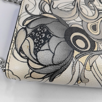 PRADA White Cowhide Printed Single Shoulder Bag Crossbody Bag Silver Hardware Removable shoulder strap-(SKU)-957734411