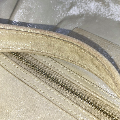 COACH Champagne Special Material Patchwork Quilted Single Shoulder Bag Silver Hardware Removable shoulder strap-(SKU)-937632095