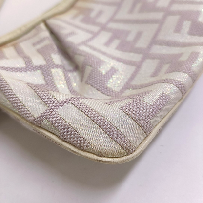 FENDI 米色织物双F老花Handheld包 Golden hardware-(SKU)-949067785