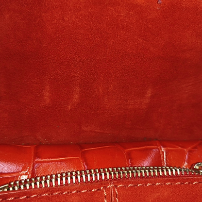 Alexander Wang Marion Orange-red suede rivet crocodile-pattern shoulder bag/crossbody bag Golden hardware Removable shoulder strap-(SKU)-928445182