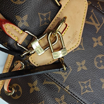 LOUIS VUITTON MONTSOURIS BB brown coated canvas Monogram backpack gold hardware 2 removable shoulder straps complete accessories-(SKU)-965720773
