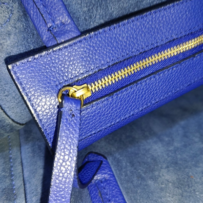 CELINE CABAS PHANTOM Small size Blue cowhide single shoulder bag Golden hardware-(SKU)-939043685