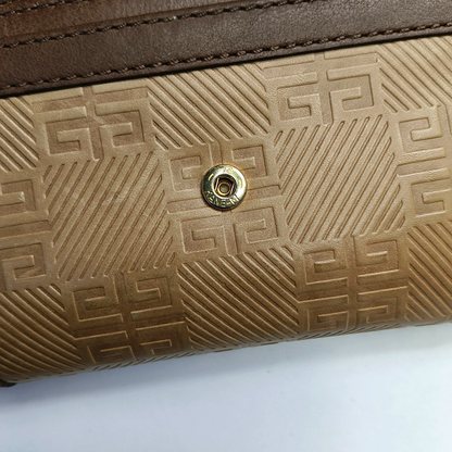 GIVENCHY Brown Leather Embossed Wallet Golden hardware-(SKU)-949930539
