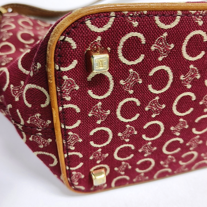 CELINE Red Canvas Triumph Handbag Golden hardware Removable shoulder strap-(SKU)-956322936