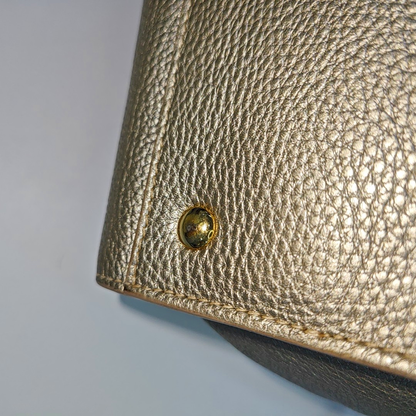 FERRAGAMO Amy Grey Leather Embossed Shoulder Bag Handbag Crossbody Golden hardware Removable shoulder strap-(SKU)-938858716