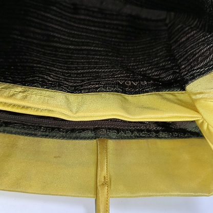 PRADA Tote bag Yellow Nylon Logo Handbag Single Shoulder Bag Silver Yellow Hardware-(SKU)-14295634