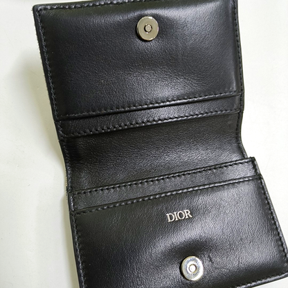DIOR Black Canvas Vintage Wallet Silver Hardware-(SKU)-956306992