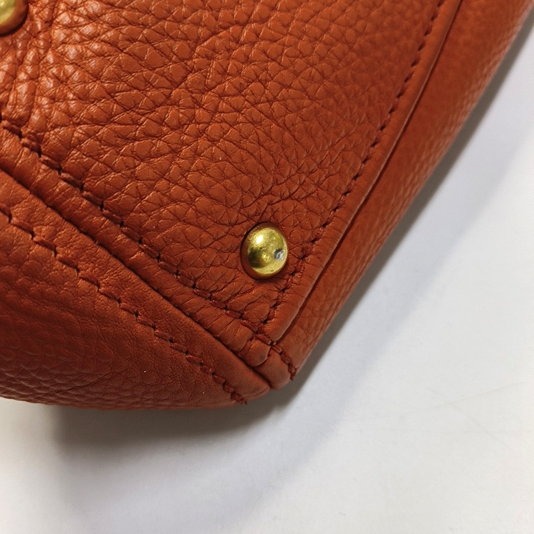 Miu Miu Tote bag Orange Cowhide Single Shoulder Bag Handbag Crossbody Bag Silver Hardware Removable shoulder strap-(SKU)-954144217