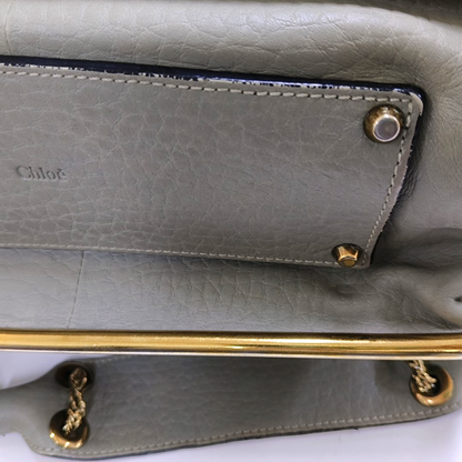 Chloé Sally Medium size Grey Leather Single Shoulder Bag Golden hardware-(SKU)-958155773