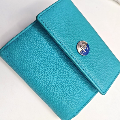 CHANEL Blue pebbled leather wallet Silver Hardware 17nan-(SKU)-947387865