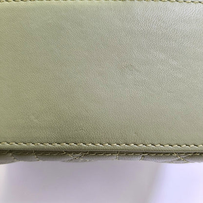 DIOR Lady Dior Small Green Lamb Skin Quilted Cannage Four-Gusset Shoulder Bag with Golden Hardware and Detachable Strap-(SKU)-968039587