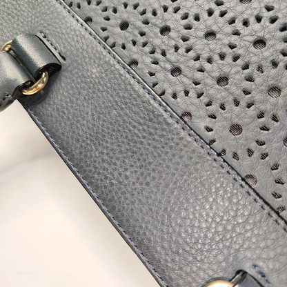 Kate Spade Tote bag Dark blue leather cutout single shoulder bag Golden hardware Removable shoulder strap-(SKU)-936488980