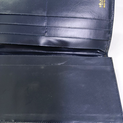 CELINE Dark Blue Canvas Embossed Wallet Golden hardware-(SKU)-960315940