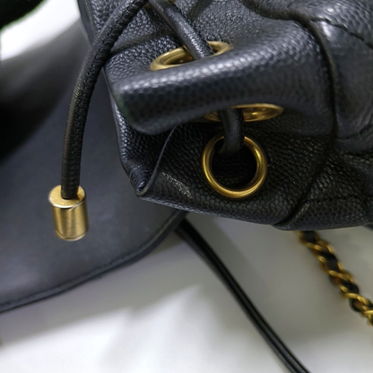 CHANEL FILIGREE black grained leather quilted shoulder bag, crossbody bag, handbag with gold hardware and 25 chain links-(SKU)-964770132