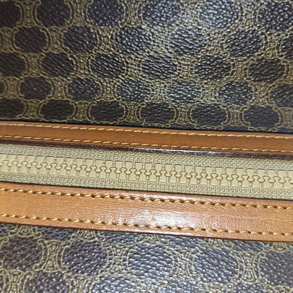 CELINE MACADAM CLUTCHES Brown Coated Canvas Triumph Clutch Golden hardware-(SKU)-14049943