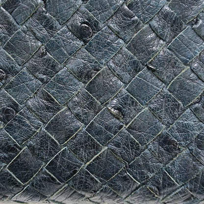 BOTTEGA VENETA Navy Blue Cowhide Braided Wallet Black hardware-(SKU)-952345115