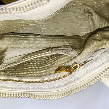 PRADA Tote bag White Cowhide Single Shoulder Handbag Crossbody Bag Golden hardware Removable shoulder strap-(SKU)-942033423