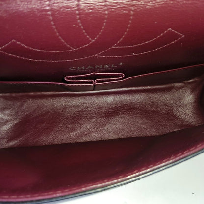 CHANEL 2.55 Small Black Leather Quilted Chain Shoulder Bag with Palladium Hardware, 13 Clasps-(SKU)-968740312