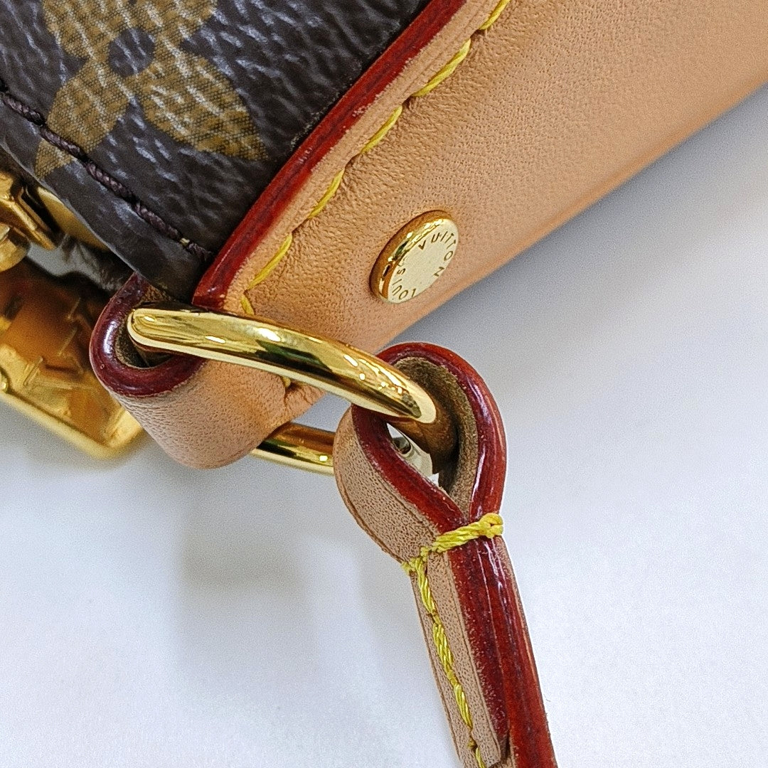 LOUIS VUITTON MULTI Brown Coated Canvas Monogram Shoulder Bag with Gold Hardware-(SKU)-968392835