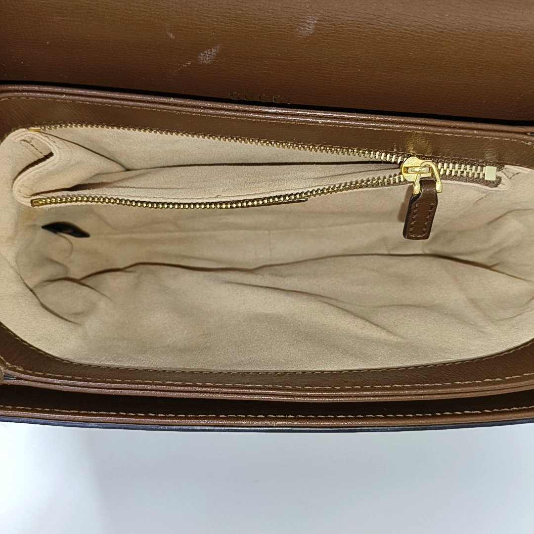 GUCCI Horsebit 1955 Small Size Beige Coated Canvas Monogram Horsebit Saddle Bag Crossbody Bag Shoulder Bag Gold Hardware-(SKU)-958962593