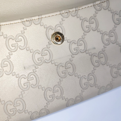 GUCCI Signature白色牛皮老花,压纹钱包-(SKU)-939007138