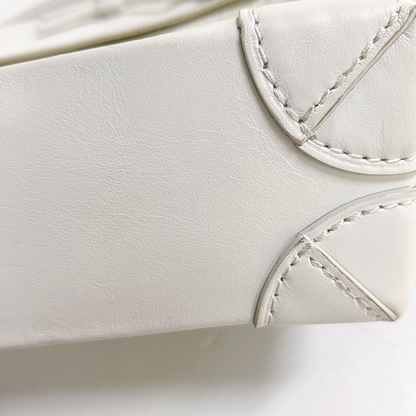 LOUIS VUITTON STEAMER Extra Small Size White Calfskin Monogram Embossed Crossbody Shoulder Bag Black Hardware Removable Shoulder Strap-(SKU)-961736730