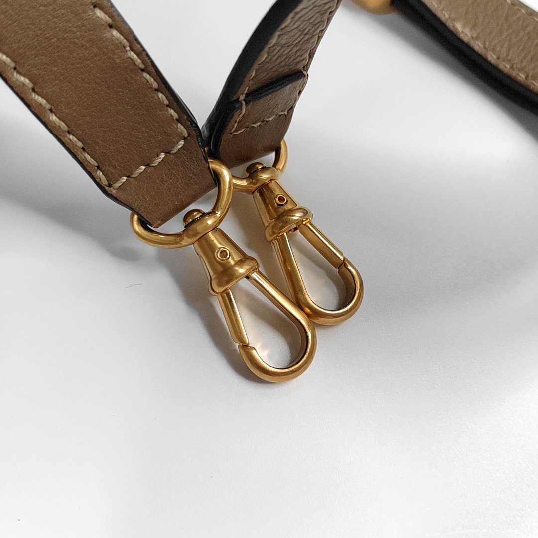 FENDI Chameleon Khaki Cowhide Single Shoulder Handbag Crossbody Bag Golden hardware Removable shoulder strap-(SKU)-960576924