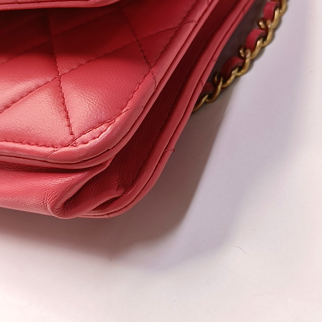 CHANEL TRENDY CC Pink Lamb Leather Quilted Shoulder Bag with Removable Strap-(SKU)-958650278