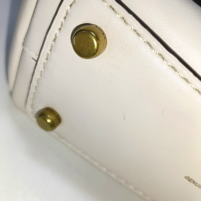 COACH COURIER White leather rivet patchwork single shoulder bag crossbody Golden hardware Removable shoulder strap-(SKU)-13839897