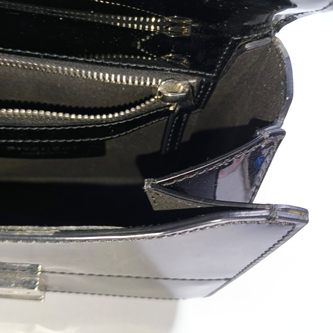 GIVENCHY Pandora Black Leather Crossbody Bag Single Shoulder Bag Silver Hardware Removable shoulder strap-(SKU)-946136707