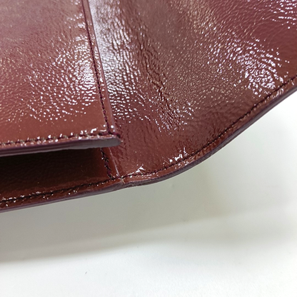 YSL BELLE JOUR Large size Brick Red Patent Leather Quilted Clutch Golden hardware-(SKU)-955692899