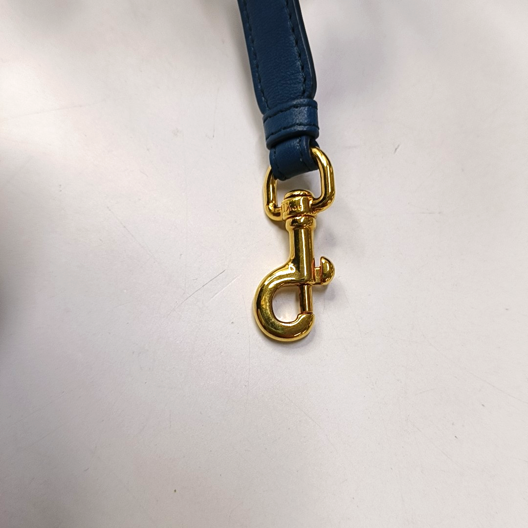 DIOR Travel Vanity Small Dark Blue Lamb Skin Quilted Shoulder Bag with Handle, Gold Hardware, Removable Shoulder Strap-(SKU)-954443509