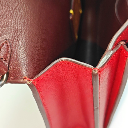 COACH Small size Red Leather Monogrammed Single Shoulder Bag Handbag Crossbody Black hardware shoulder straps-(SKU)-933513610