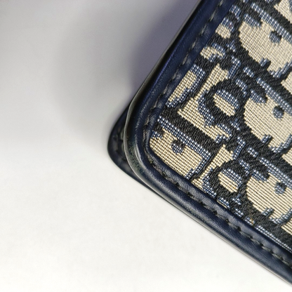 DIOR 30 Montaigne Blue Canvas Monogram Embossed Montaigne Bag Shoulder Bag with Detachable Strap-(SKU)-970899095