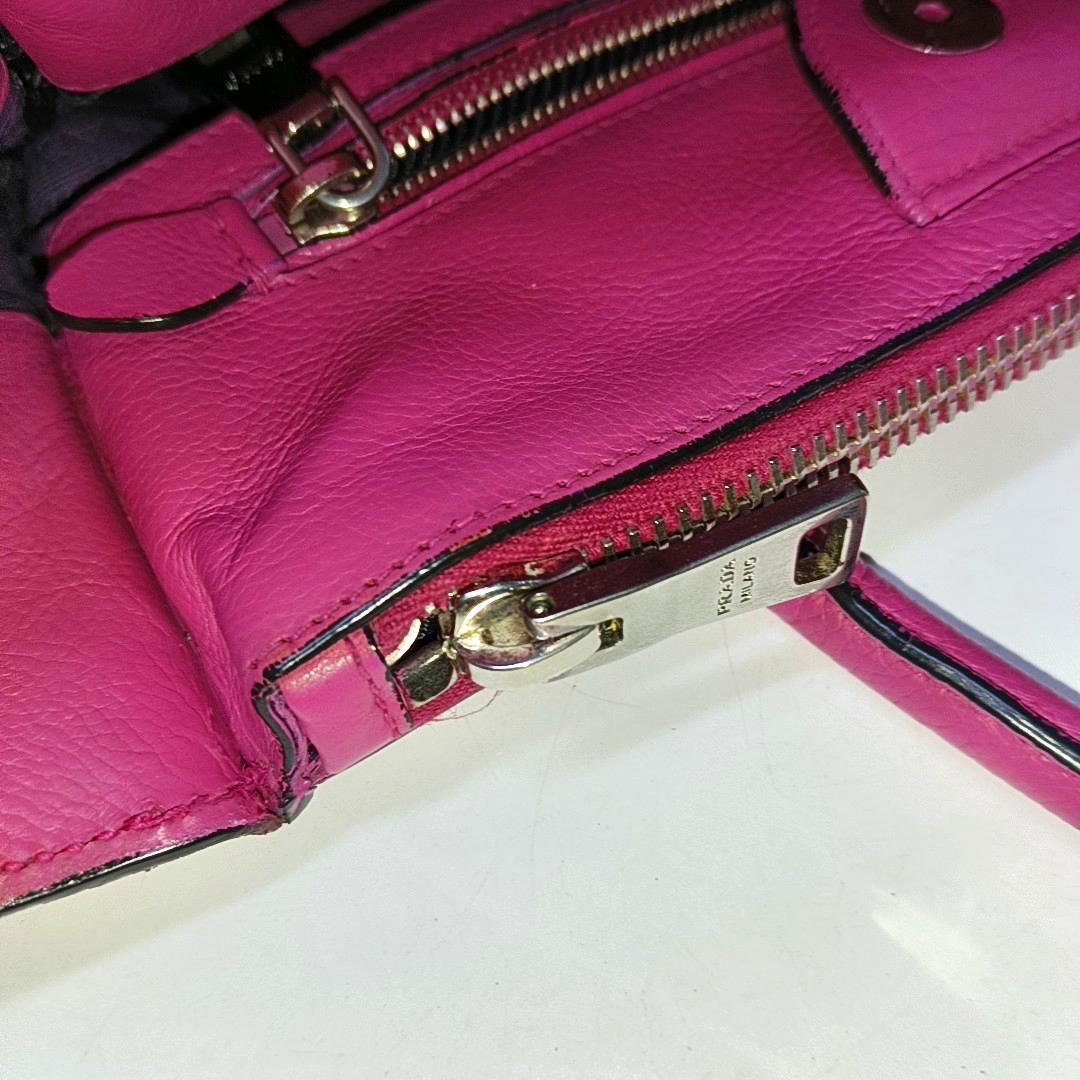 PRADA Glace Calf Blush Pink Leather Monogram Handbag Crossbody Single Shoulder Bag Silver Hardware-(SKU)-939994075
