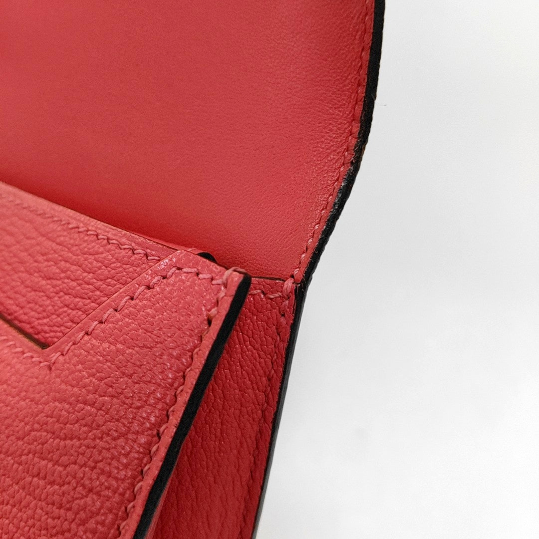 HERMÈS Verrou Stunning Pink Chèvre Mysore Goat Leather Clutch Gun Bag with Silver Hardware A-(SKU)-933861481