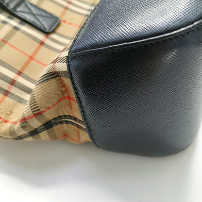 BURBERRY HaymarketBrown Canvas Warhorse Plaid Tote Bag-(SKU)-952477003