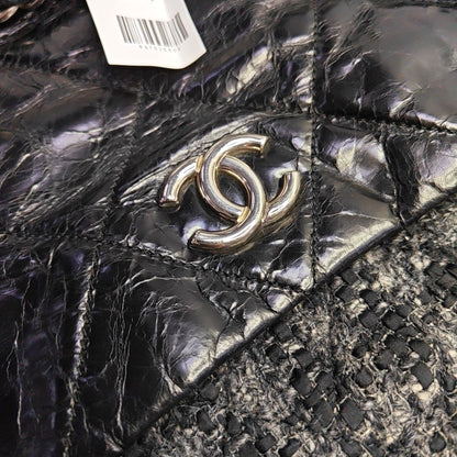 CHANEL PORTOBELLO Black Leather Diamond Quilted Single Shoulder Bag with Silver Hardware 13 opening-(SKU)-967525500