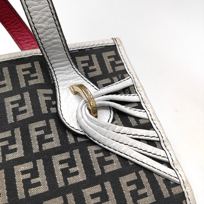 FENDI Tote bag 深棕色帆布双F提花Handheld包 Golden hardware-(SKU)-944134607