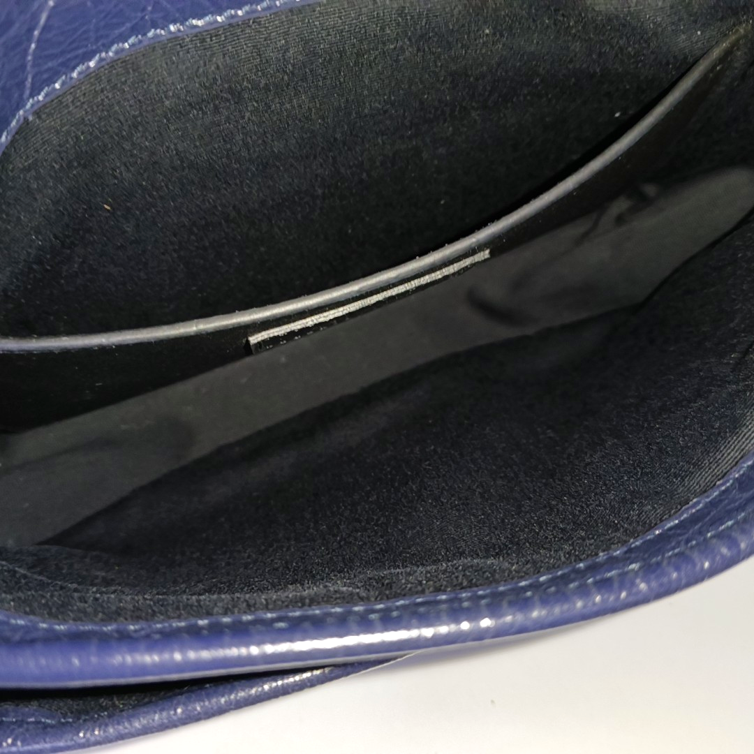 YSL NIKI Small Size Dark Blue Calf Leather Quilted V-Stitch Single Shoulder Bag Crossbody Bag Palladium Hardware-(SKU)-932669743