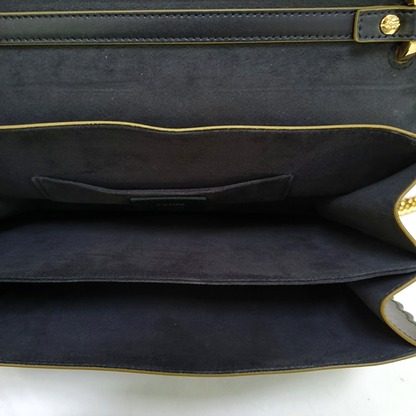 FENDI Kan I Medium size Black Cowhide Single Shoulder Bag Sling Bag Tote Golden hardware shoulder straps-(SKU)-959000092