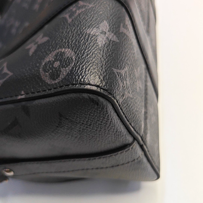 LOUIS VUITTON KEEPALL Black Coated Canvas Monogram Black Samurai Single Shoulder Bag Crossbody Bag with Silver Hardware and Removable Strap-(SKU)-964122055