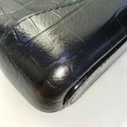 CHANEL GABRIELLE Extra Mini Black Calfskin Crocodile Shoulder Bag, Crossbody Bag with Detachable Strap and Gold/Silver Ruthenium Hardware-(SKU)-967352909