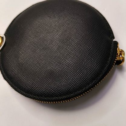 PRADA Round Bun Bag Black Leather Cross Grain Zipper Wallet Golden hardware-(SKU)-947037626