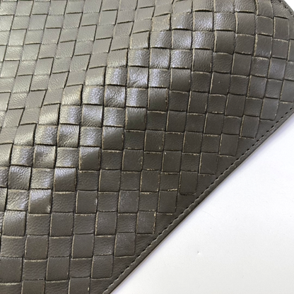 BOTTEGA VENETA Grey Cowhide Braided Wallet Black hardware-(SKU)-944011992